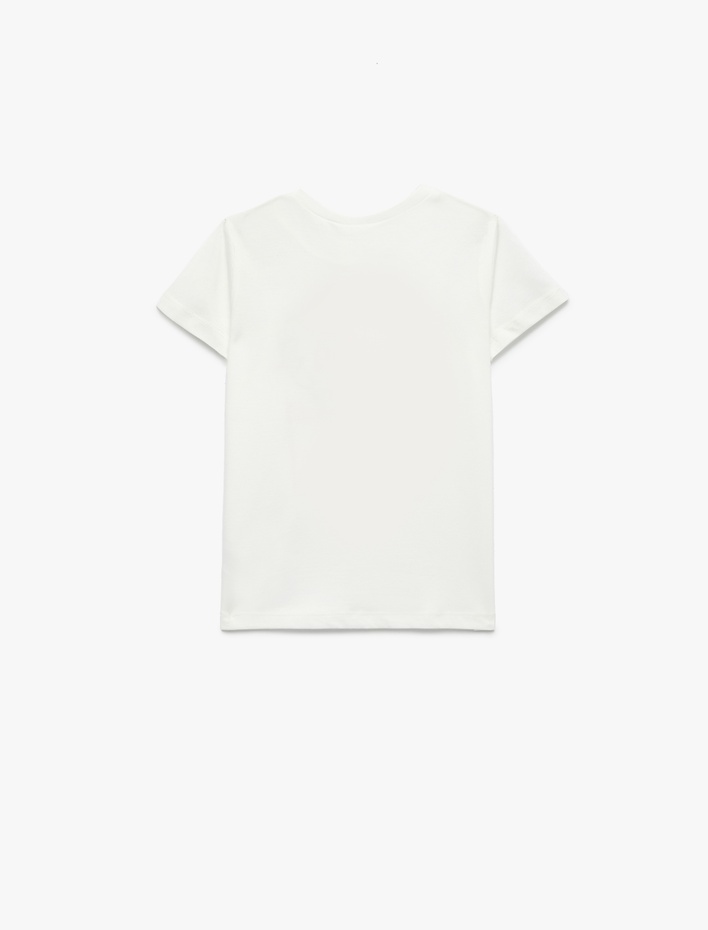 Kız Bebek Çiçek Baskılı Kısa Kollu Bisiklet Yaka Pamuklu Tişört