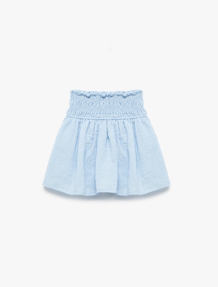 Kız Çocuk Gipeli Yüksek Bel Pileli Etek