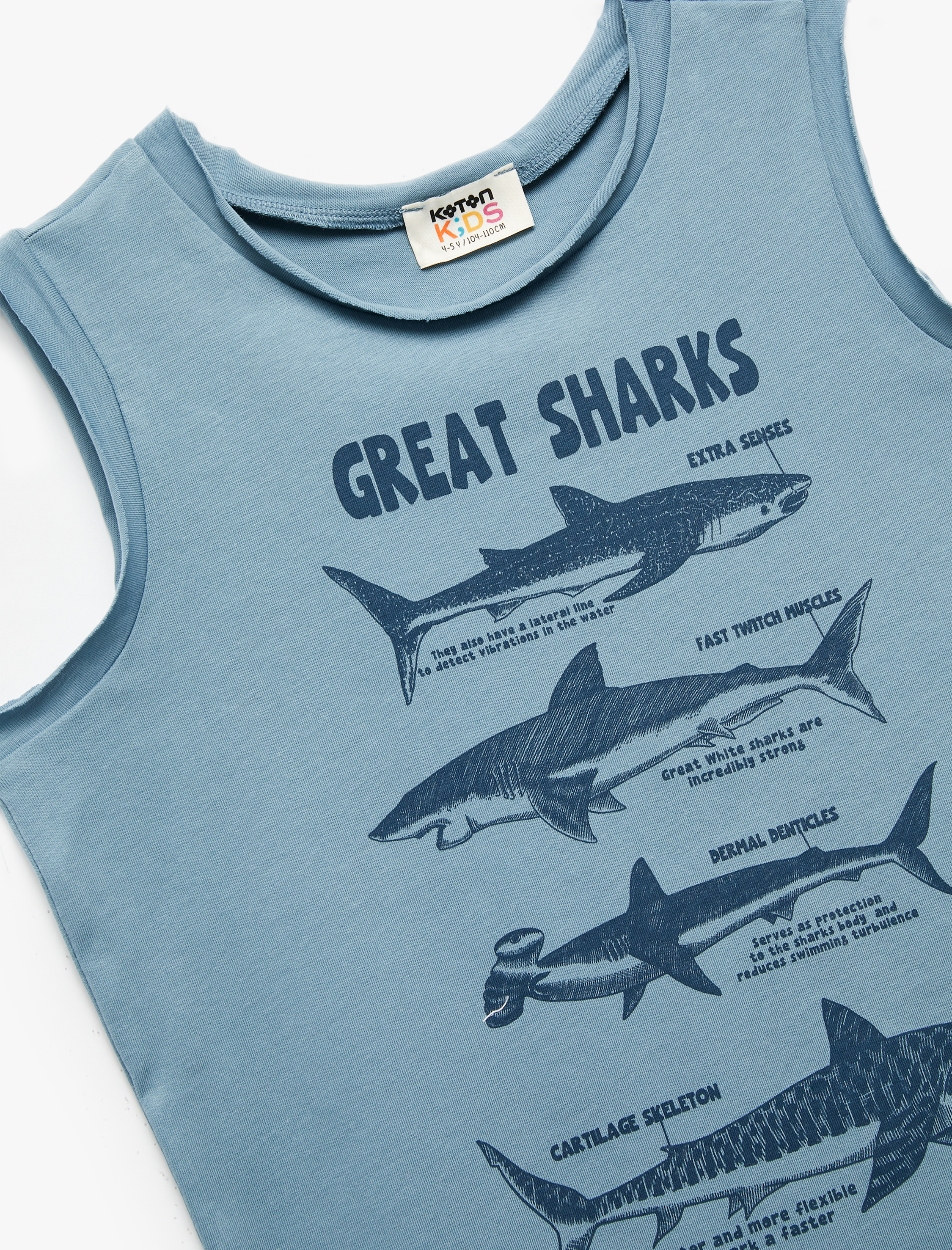  Erkek Çocuk Pamuklu Kolsuz Bisiklet Yaka Baskılı Atlet