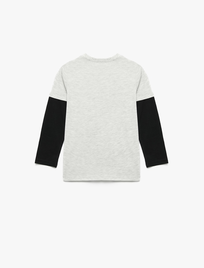 Erkek Çocuk Bisiklet Baskılı Uzun Kollu Bisiklet Yaka Tişört