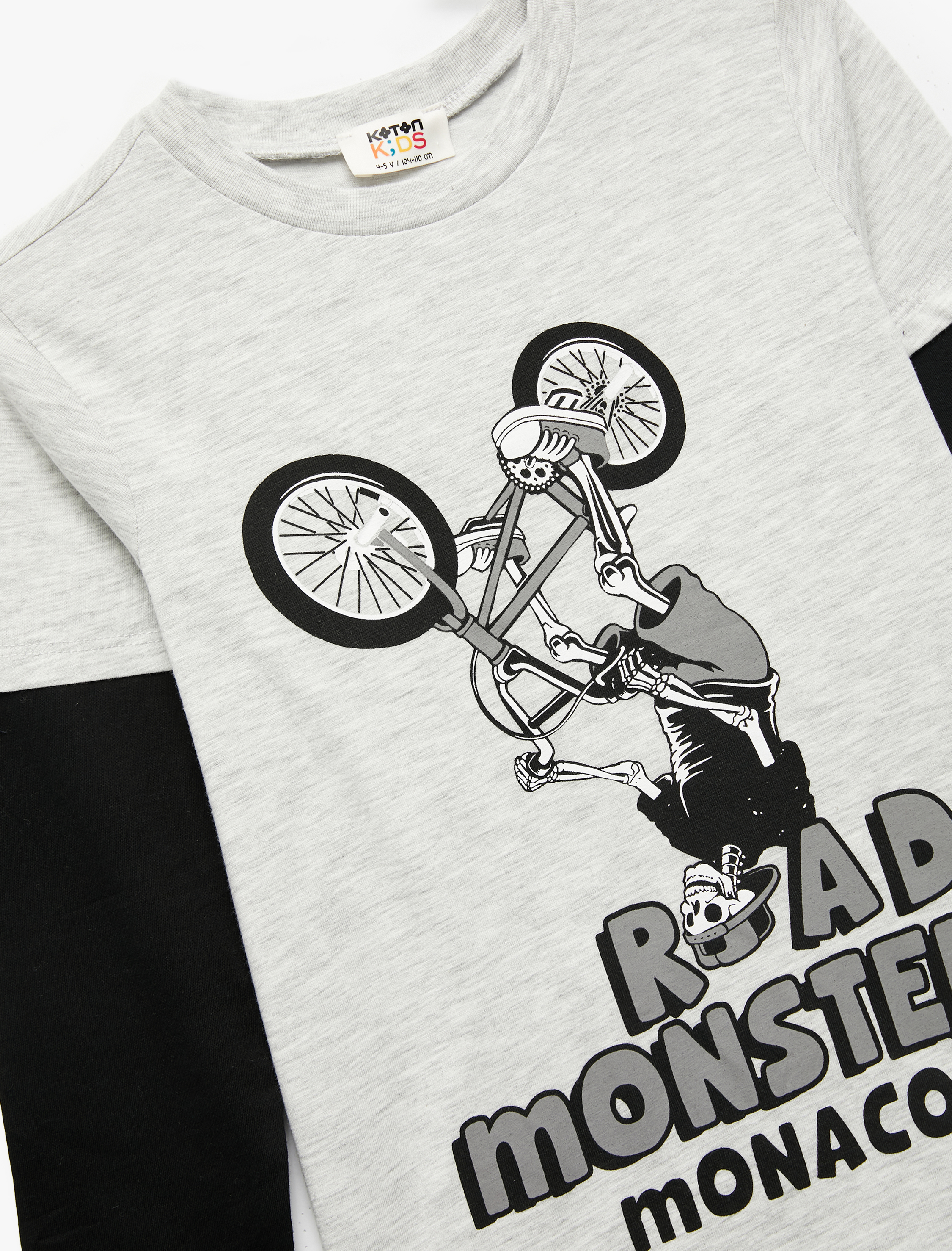  Erkek Çocuk Bisiklet Baskılı Uzun Kollu Bisiklet Yaka Tişört