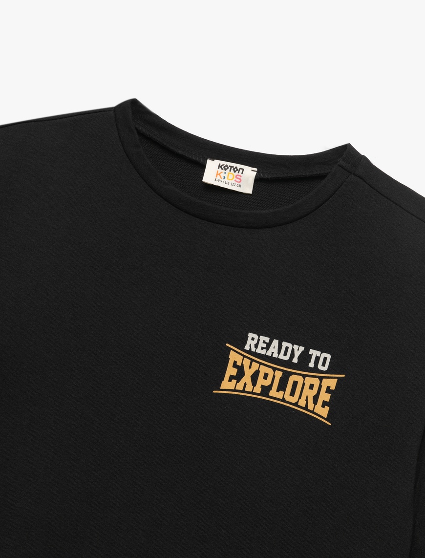  Erkek Çocuk Baskılı Uzun Kollu Bisiklet Yaka Sweatshirt