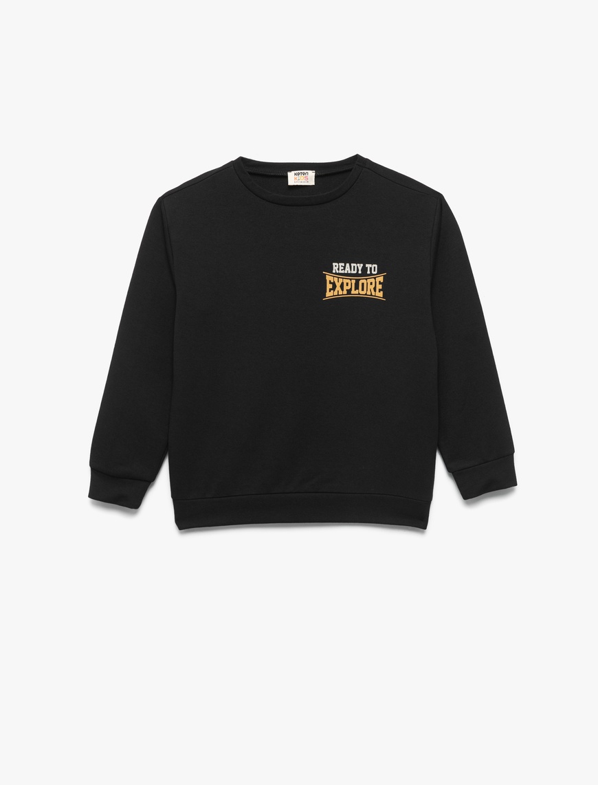  Erkek Çocuk Baskılı Uzun Kollu Bisiklet Yaka Sweatshirt