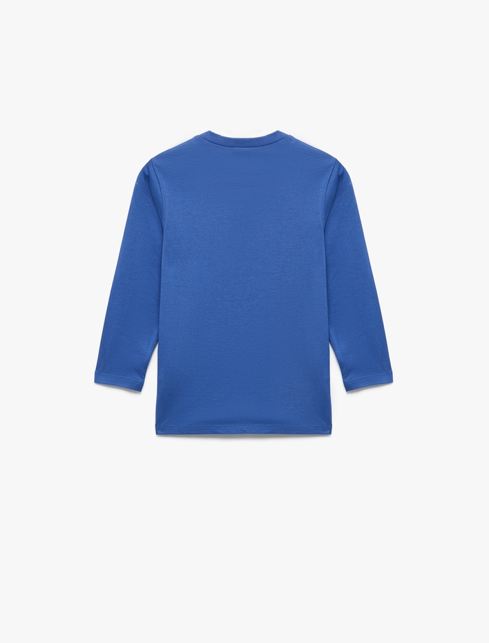 Erkek Çocuk Futbol Baskılı Uzun Kollu Bisiklet Yaka Pamuklu Tişört