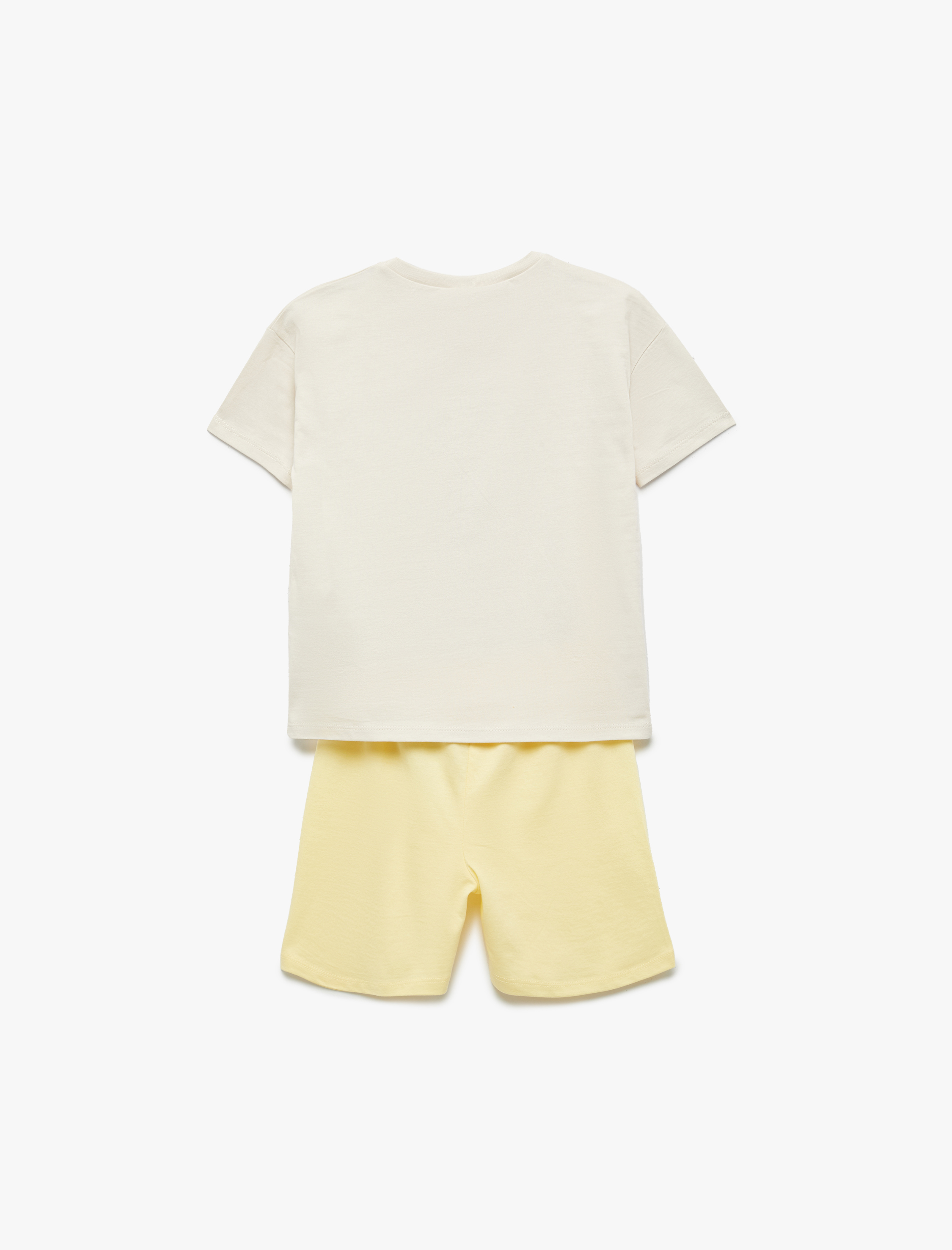  Erkek Bebek Baskılı Kısa Kollu Bisiklet Yaka Pamuklu Tişört ve Şort Seti