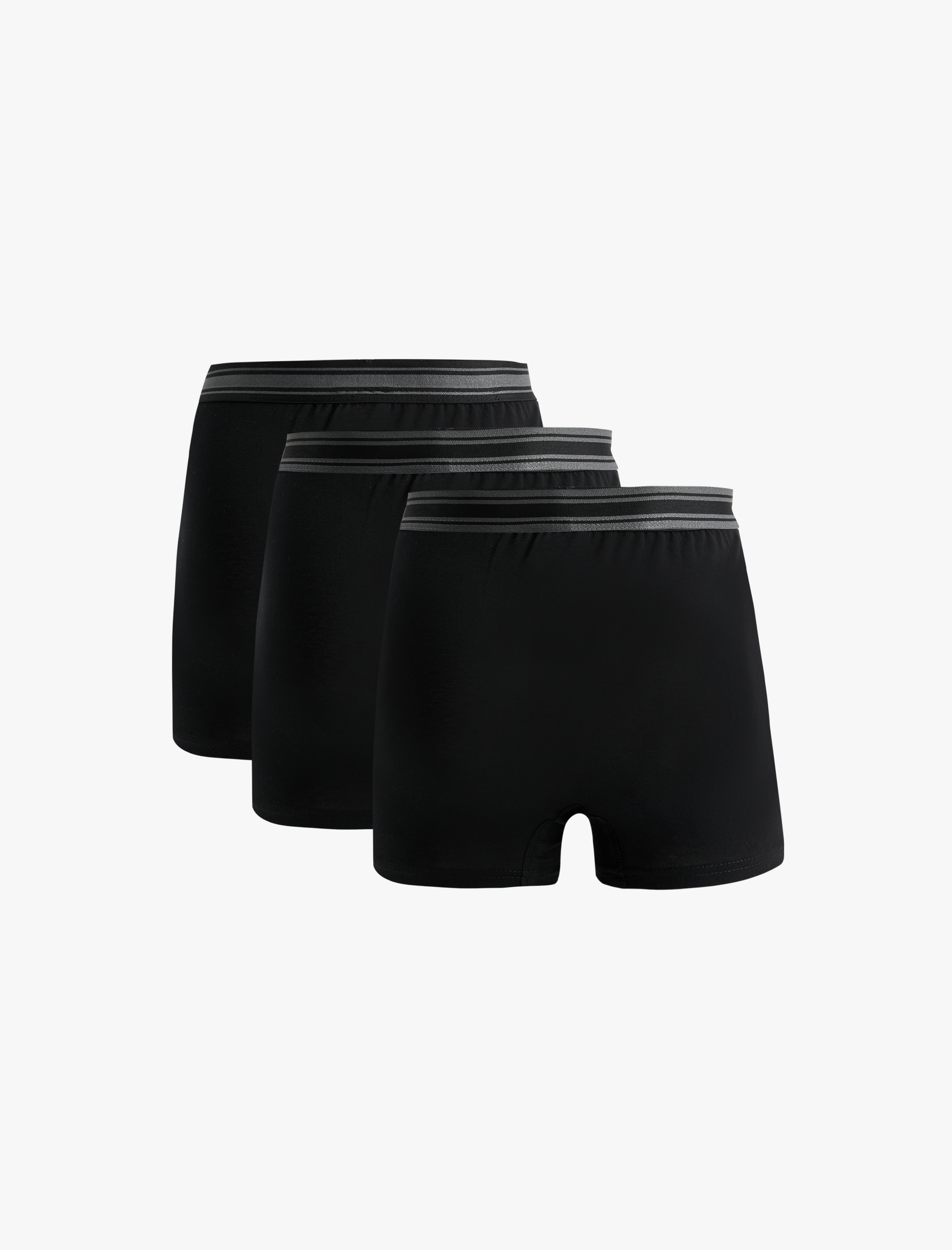   Çizgili Lastik Detaylı Pamuklu 3'lü Boxer Seti