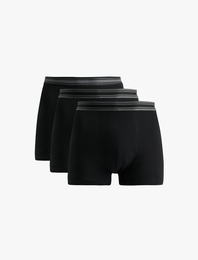 Çizgili Lastik Detaylı Pamuklu 3'lü Boxer Seti
