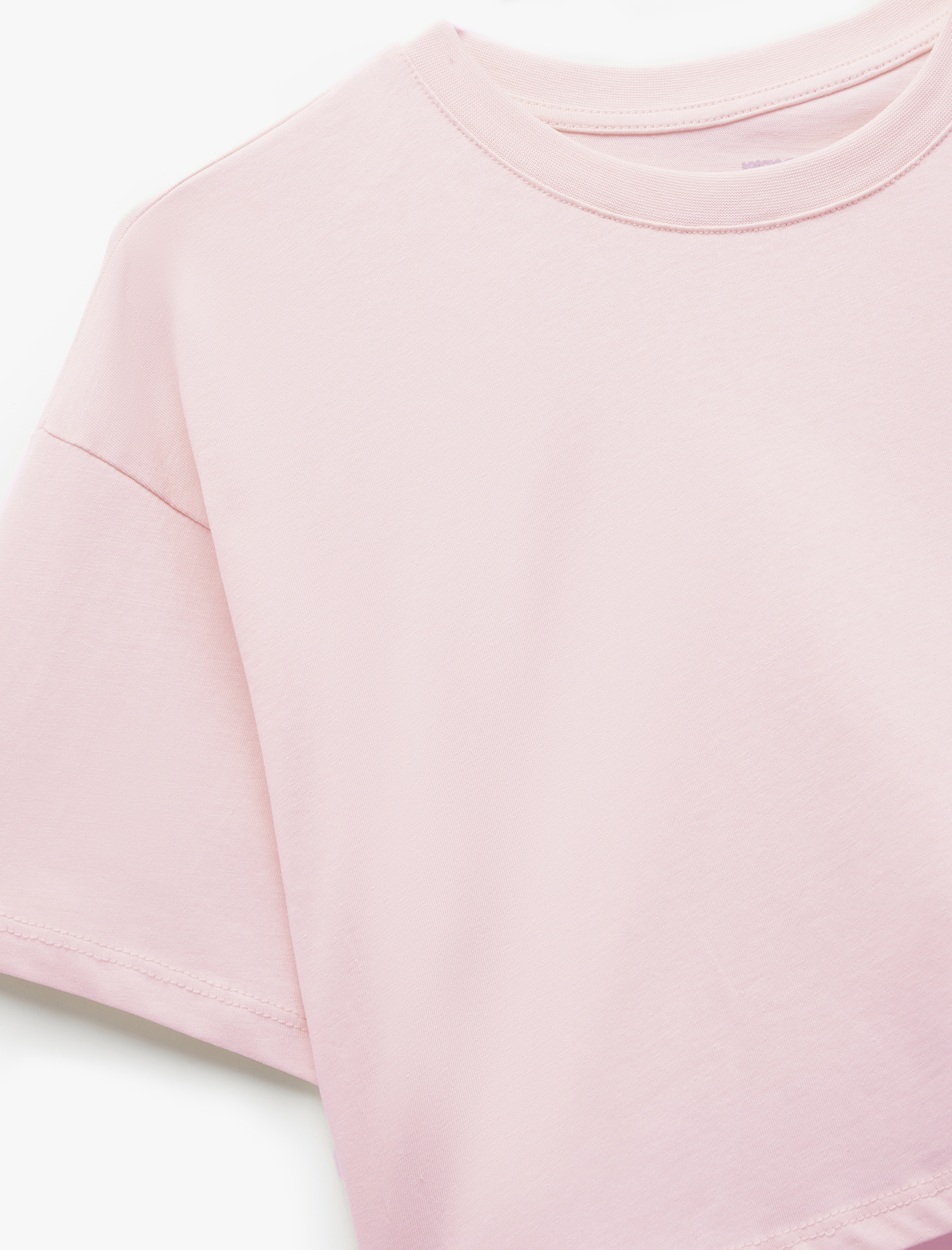   Pamuklu Rahat Kesim Bisiklet Yaka Crop Spor Tişört