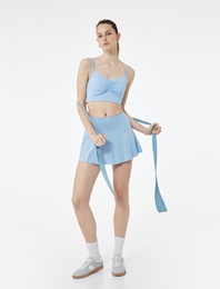 Pileli Mini Spor Şort Etek