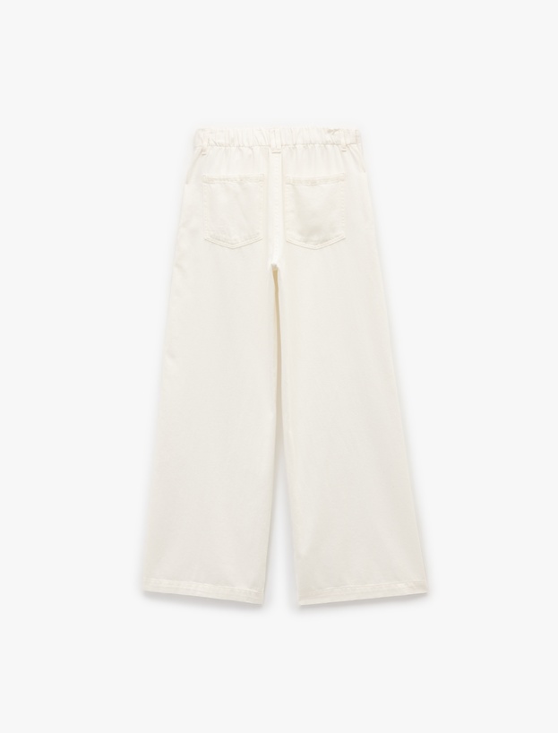 Koton X Şahika Ercümen - Pamuklu Loose Fit Bağcık Detaylı Geniş Paça Pantolon_4