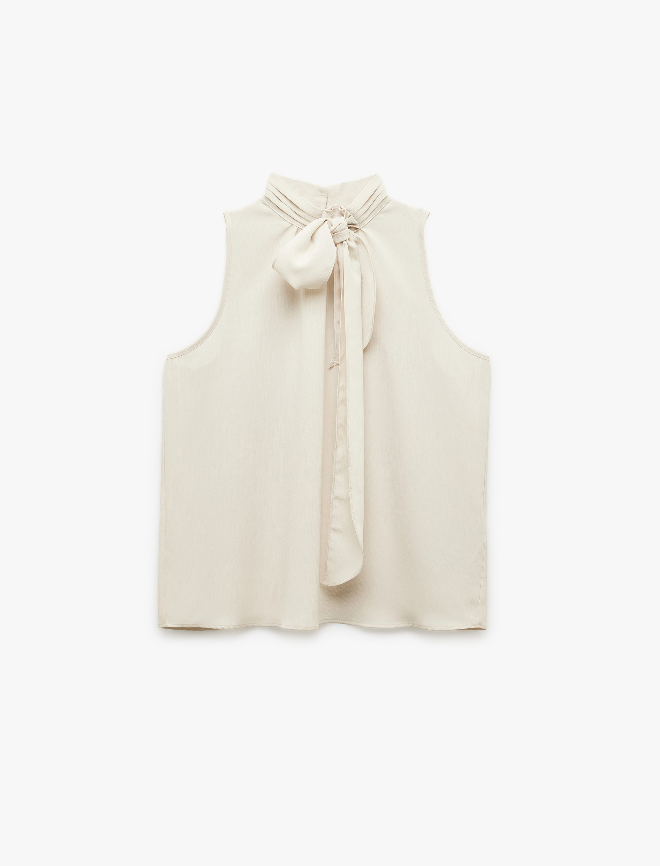   Bağlamalı Dik Yaka Kolsuz Bluz