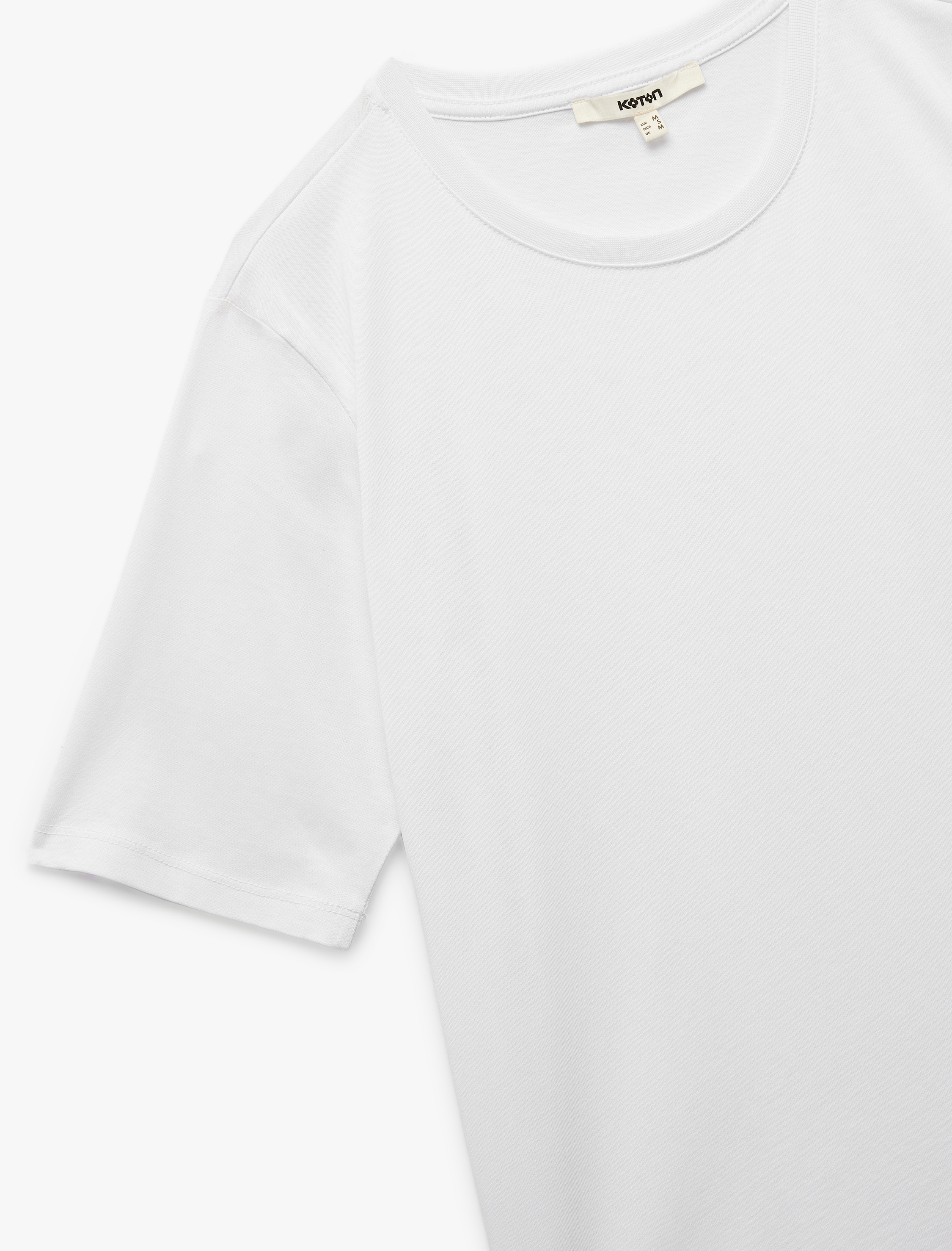   Pamuklu Kısa Kollu Bisiklet Yaka Basic Tişört