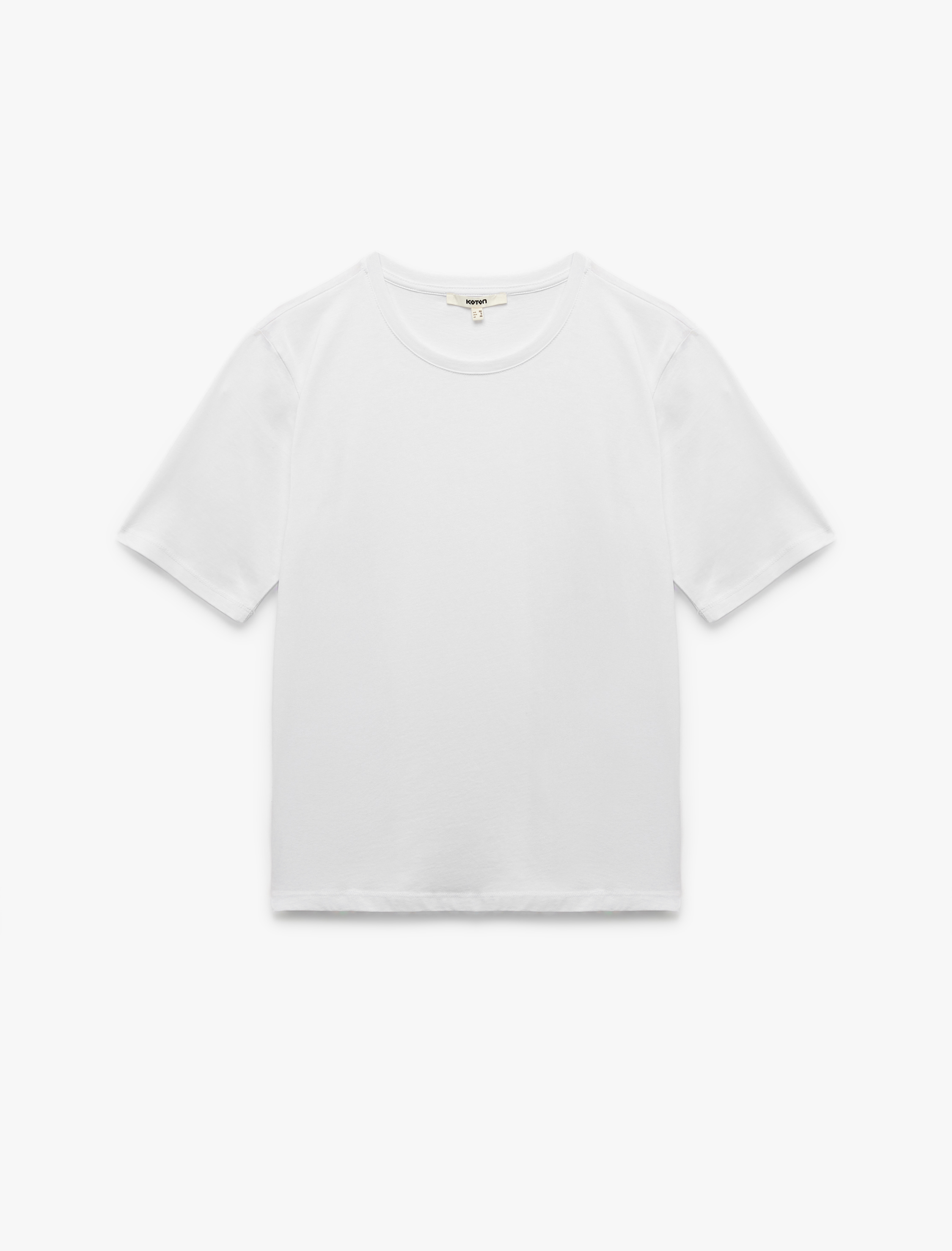   Pamuklu Kısa Kollu Bisiklet Yaka Basic Tişört