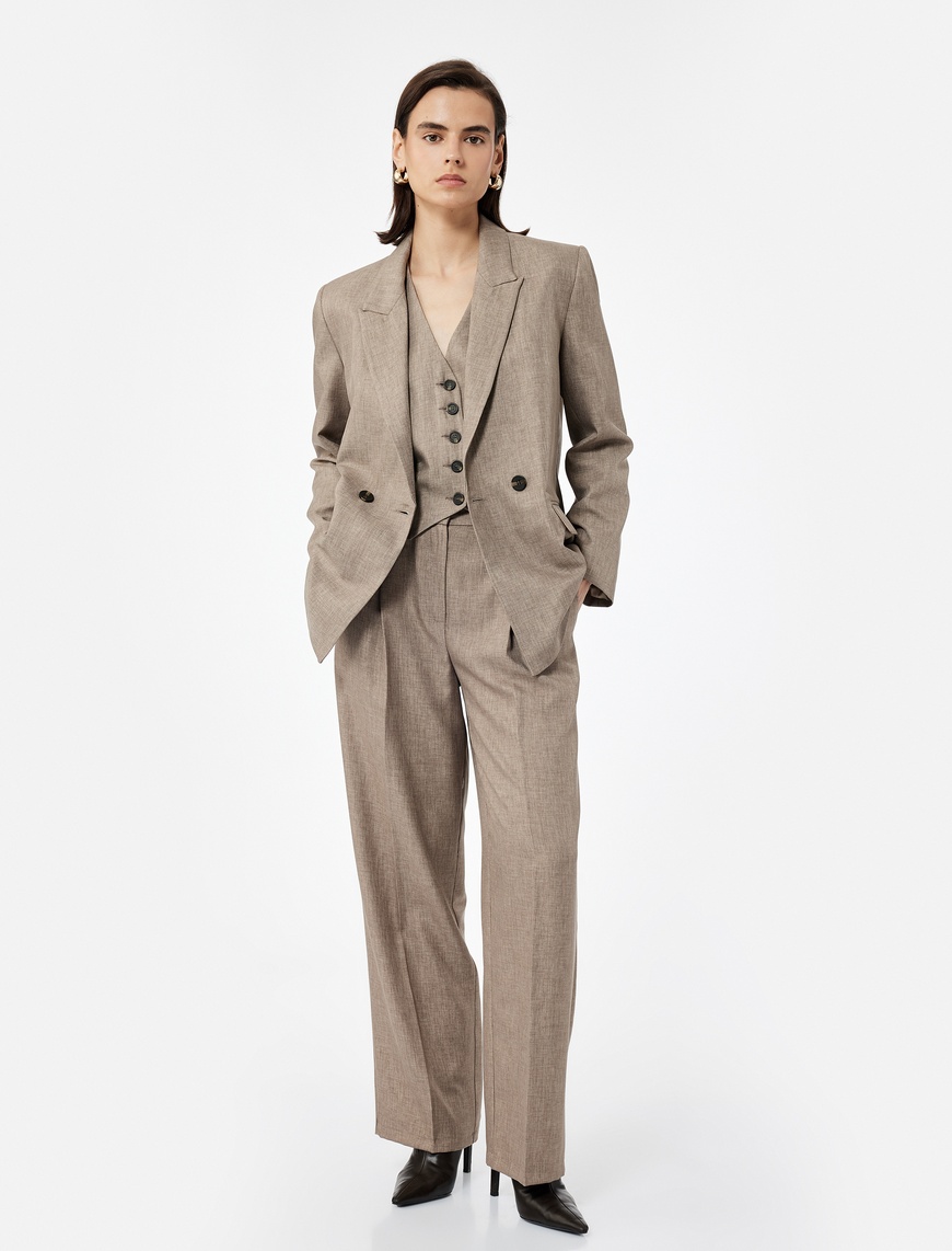   Kruvaze Yaka Uzun Kollu Oversize Blazer Ceket