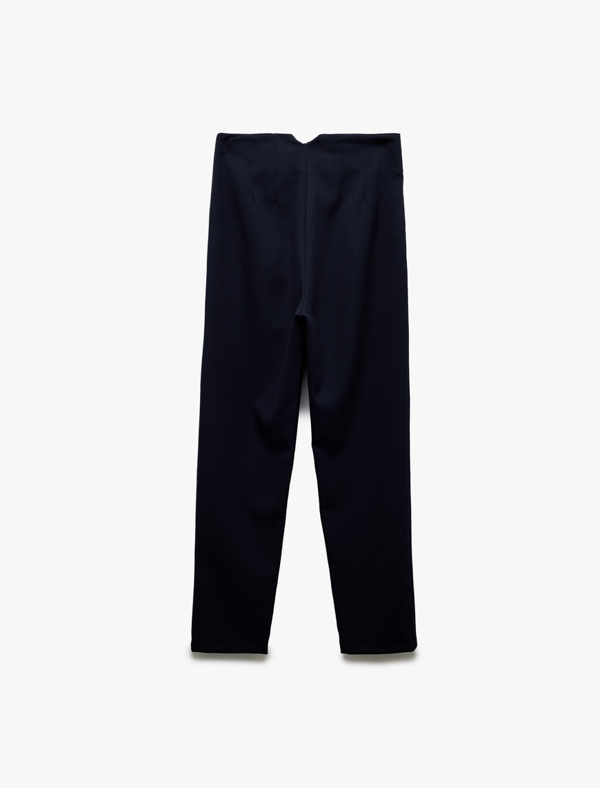   Slim Fit Düğmeli Yüksek Bel Cigarette Kumaş Pantolon