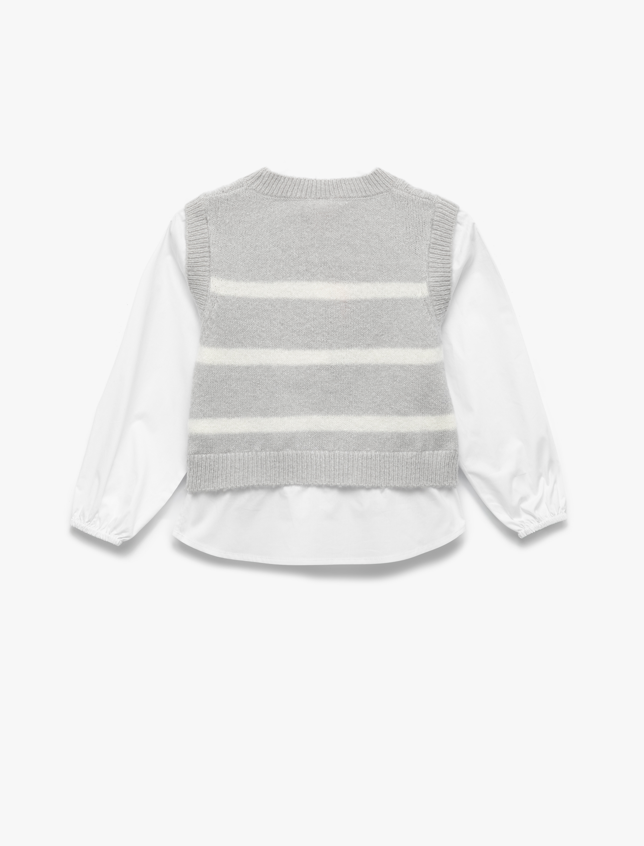  Kız Bebek Uzun Kollu Tişört Detaylı Bisiklet Yaka Triko Kazak