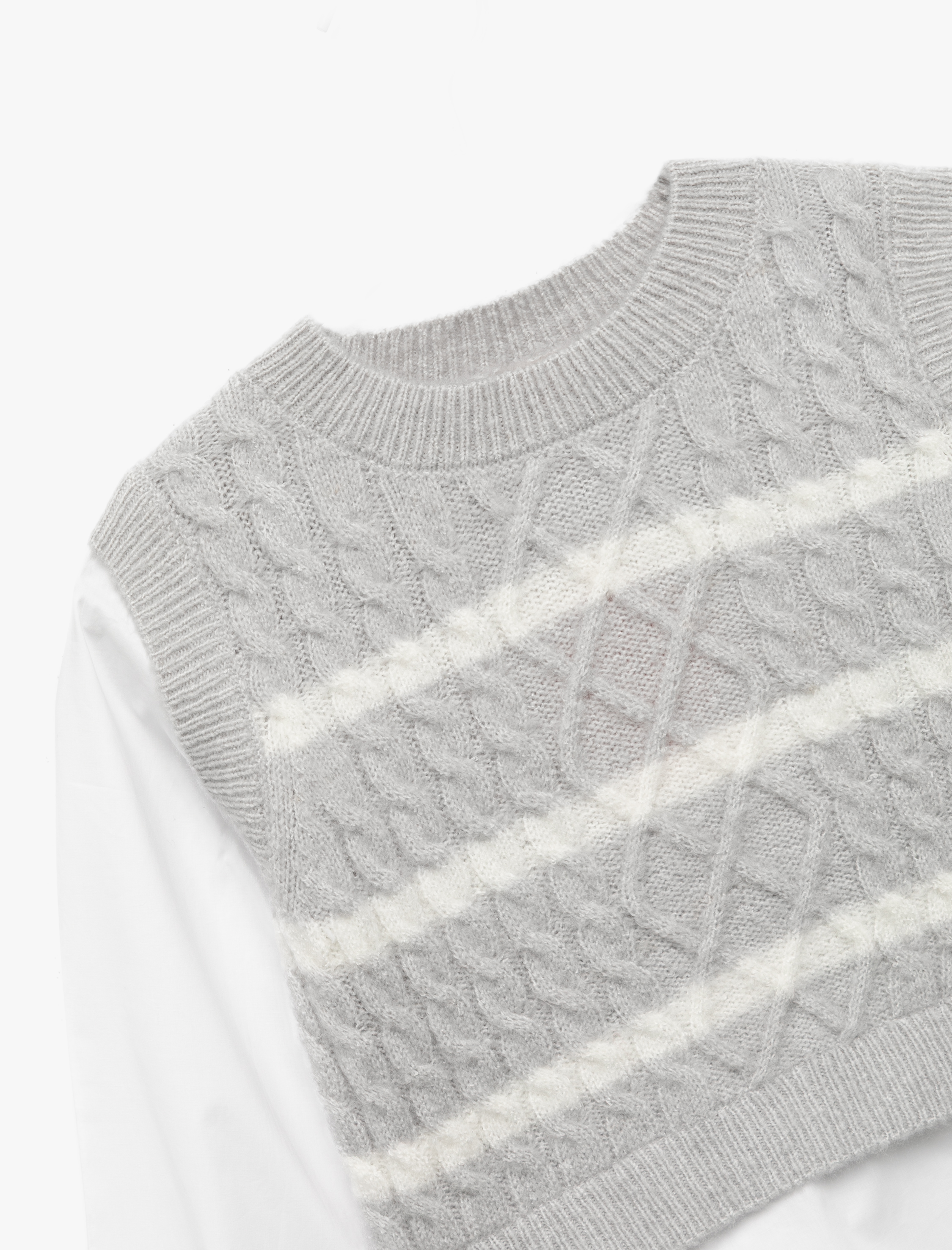  Kız Bebek Uzun Kollu Tişört Detaylı Bisiklet Yaka Triko Kazak