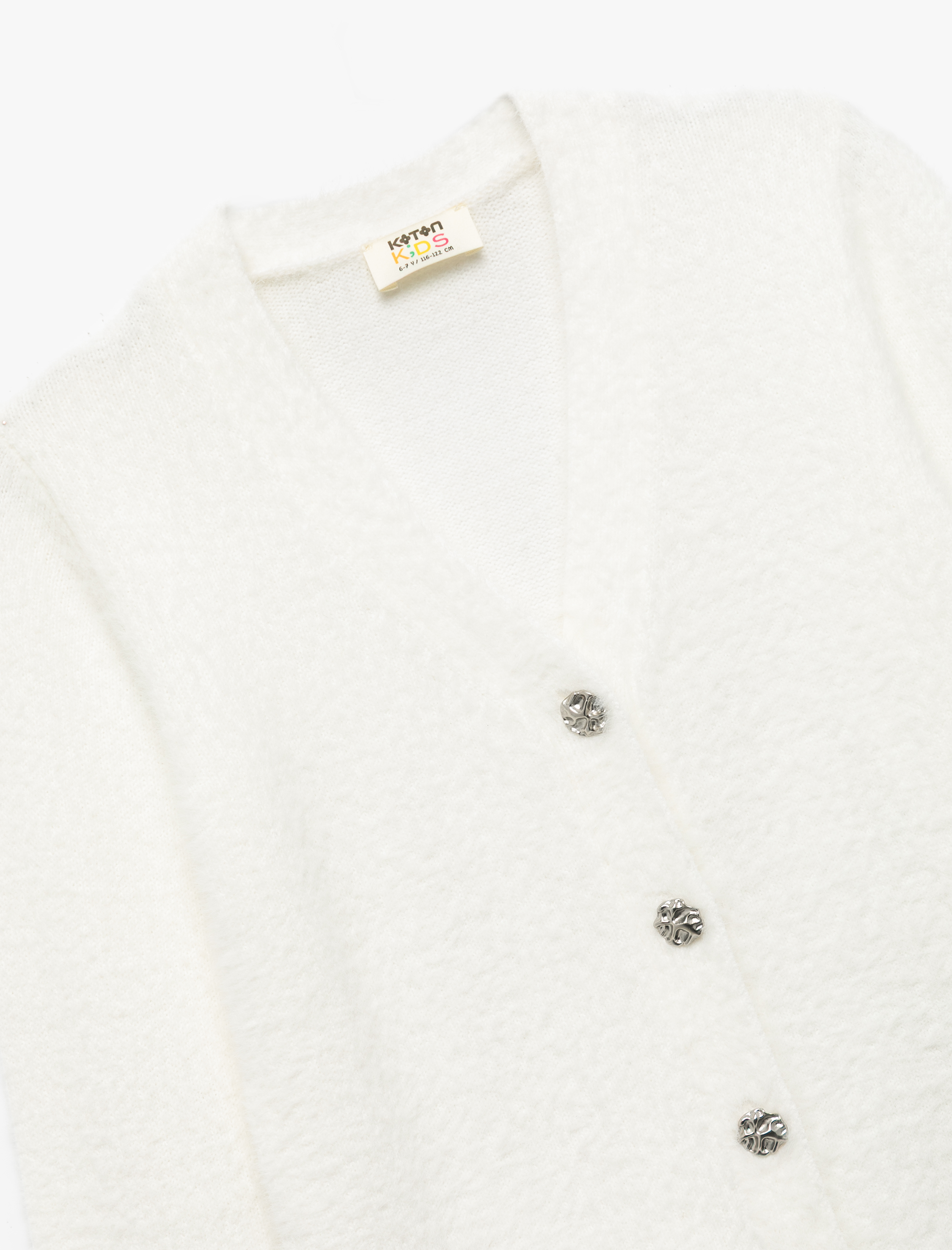  Kız Çocuk Uzun Kollu V Yaka Düğmeli Basic Triko Hırka