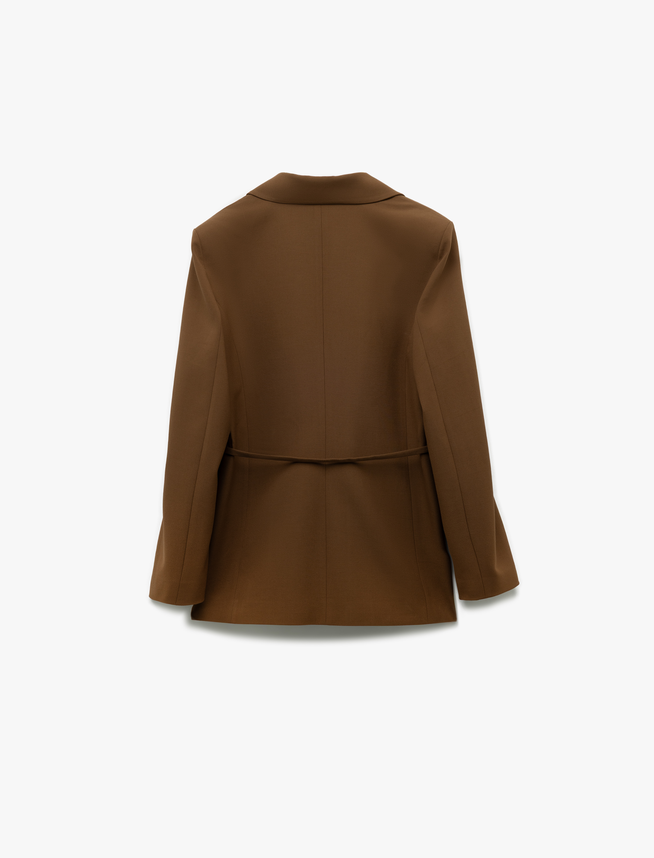   Uzun Kollu Kruvaze Kemer Bağlama Detaylı Oversize Blazer Ceket