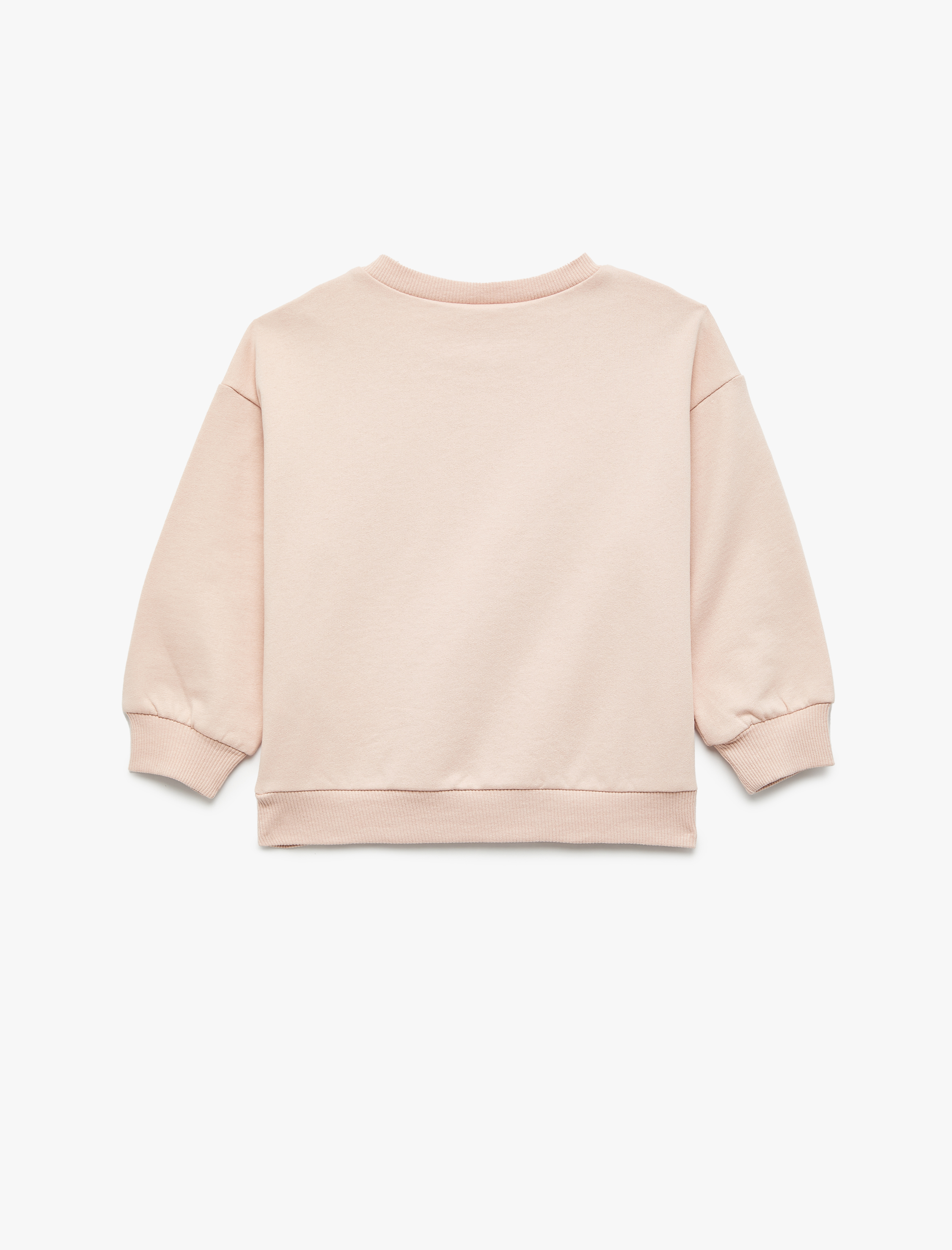  Kız Bebek Uzun Kollu Bisiklet Yaka Kurdele Baskılı Şardonlu Pamuklu Sweatshirt