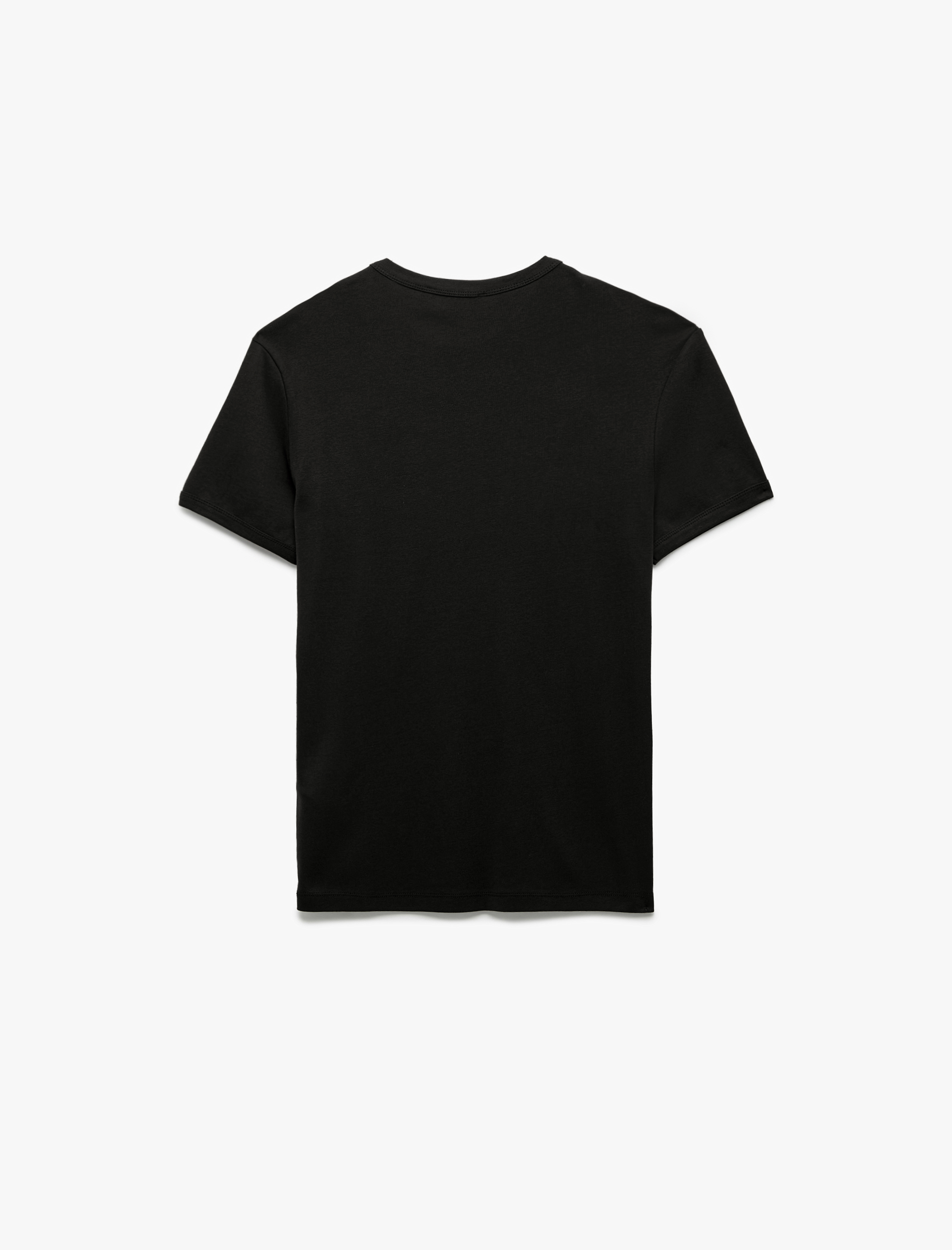   Kısa Kollu Bisiklet Yaka Pamuklu Tok Kumaş Basic Dar Kalıp Tişört