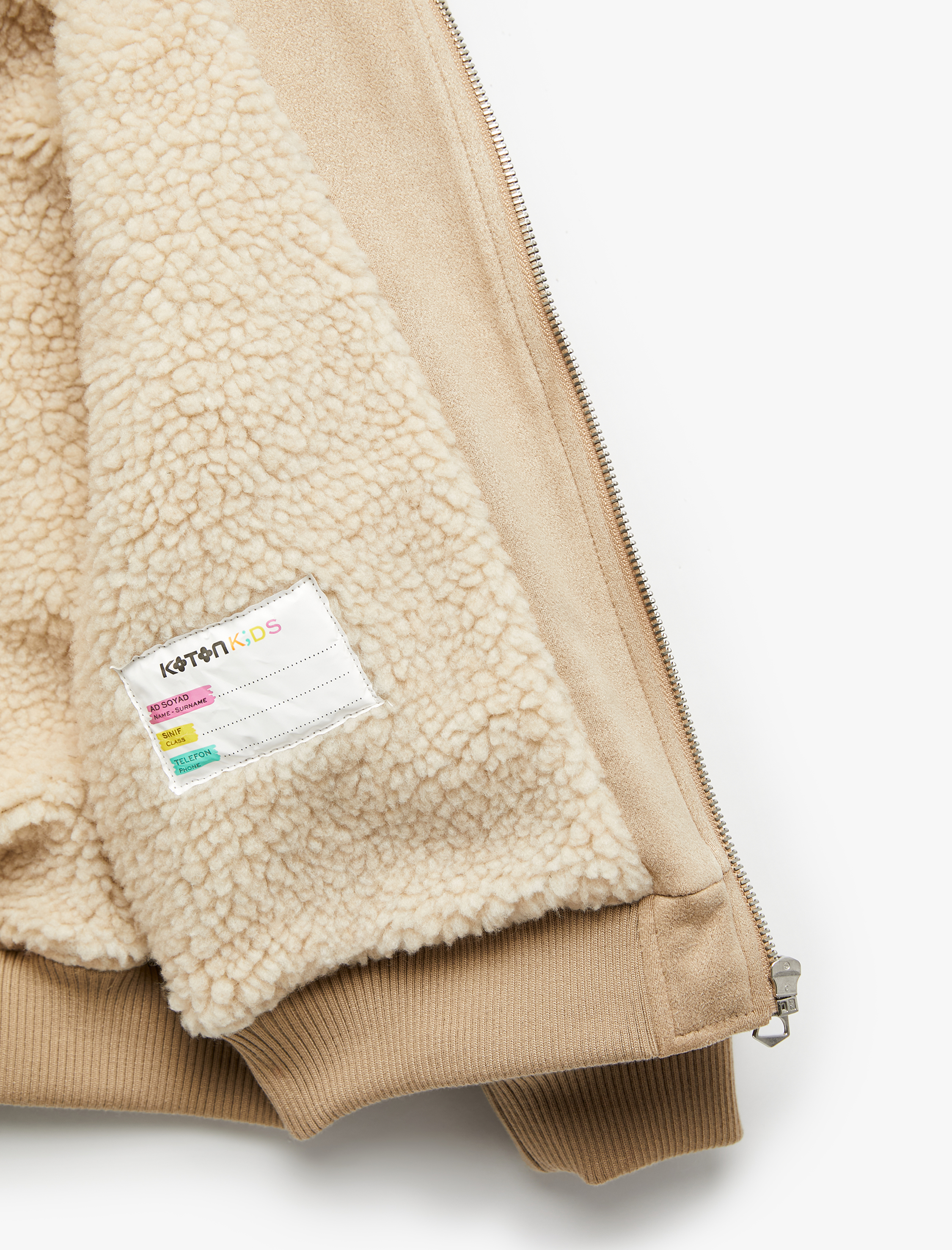  Erkek Çocuk Uzun Kollu Peluş Yaka Cep Detaylı Fermuarlı Bomber Ceket