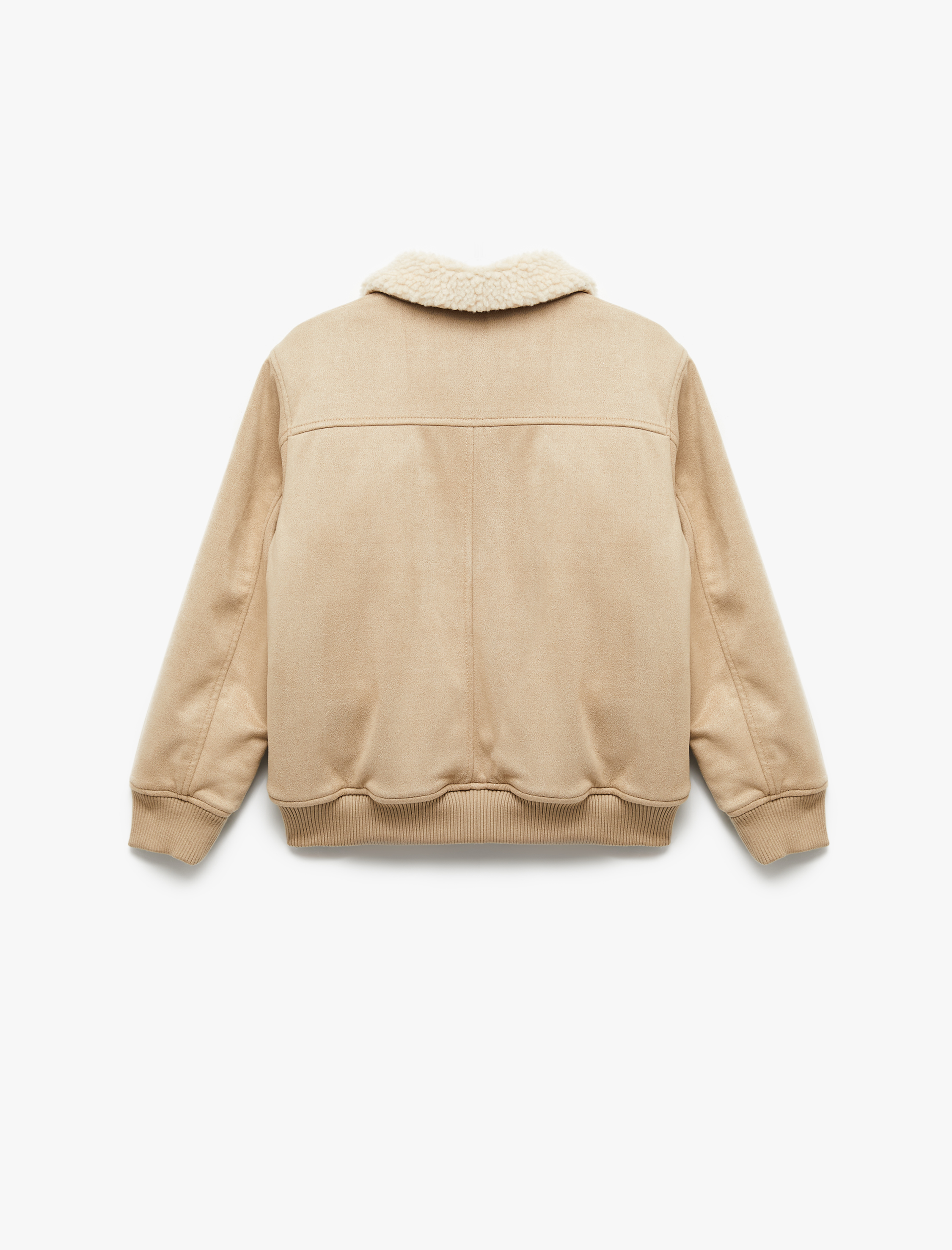  Erkek Çocuk Uzun Kollu Peluş Yaka Cep Detaylı Fermuarlı Bomber Ceket