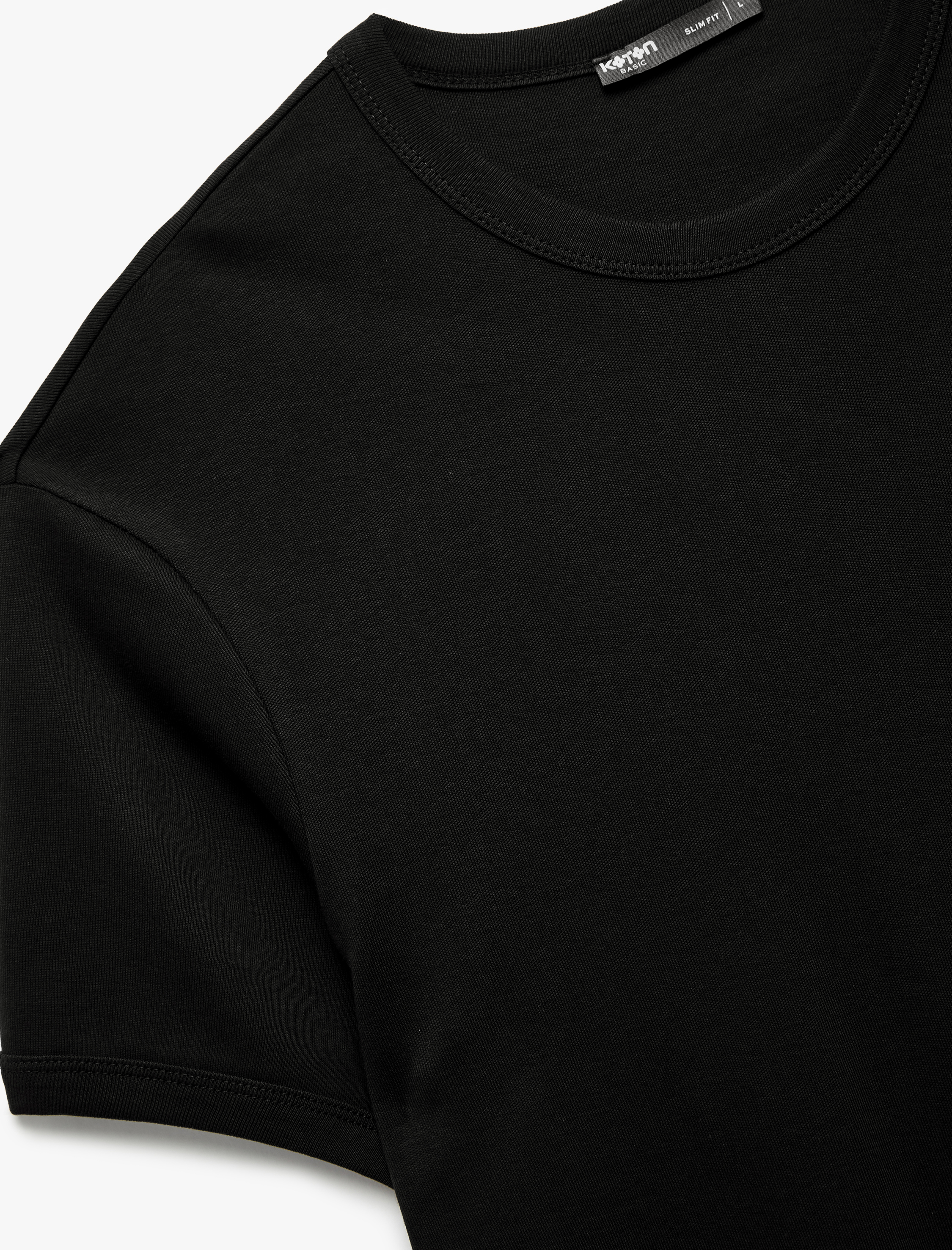   Kısa Kollu Bisiklet Yaka Pamuklu Tok Kumaş Basic Dar Kalıp Tişört