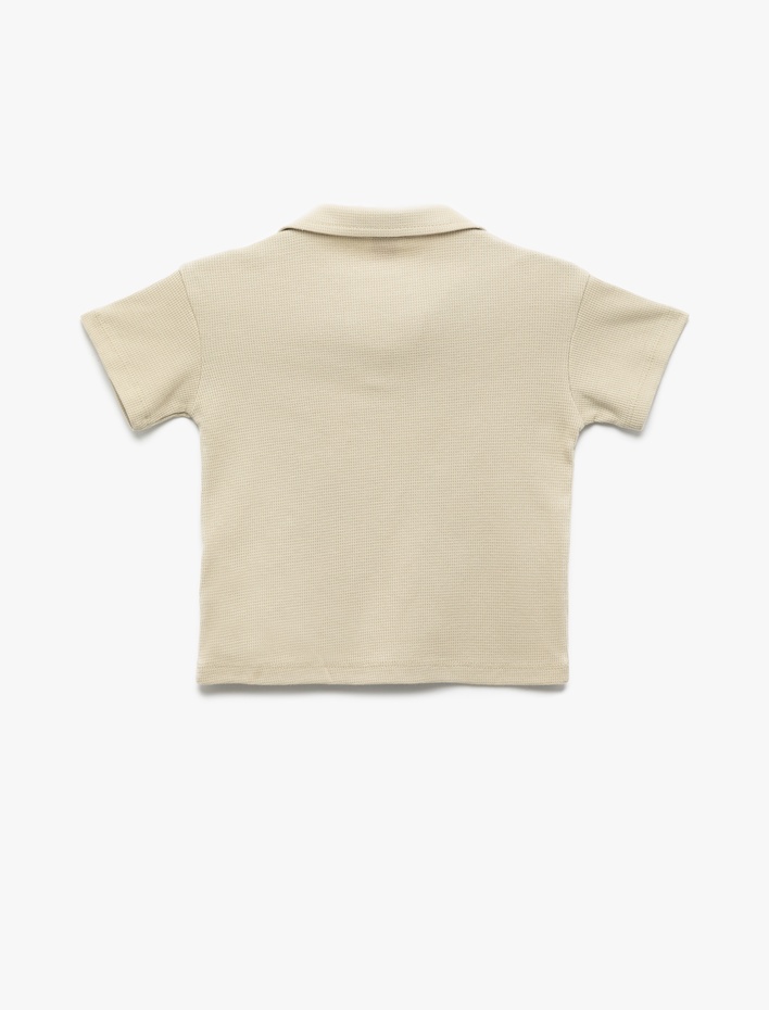 Erkek Bebek Nakış Detaylı Kısa Kollu Polo Yaka Pamuklu Tişört