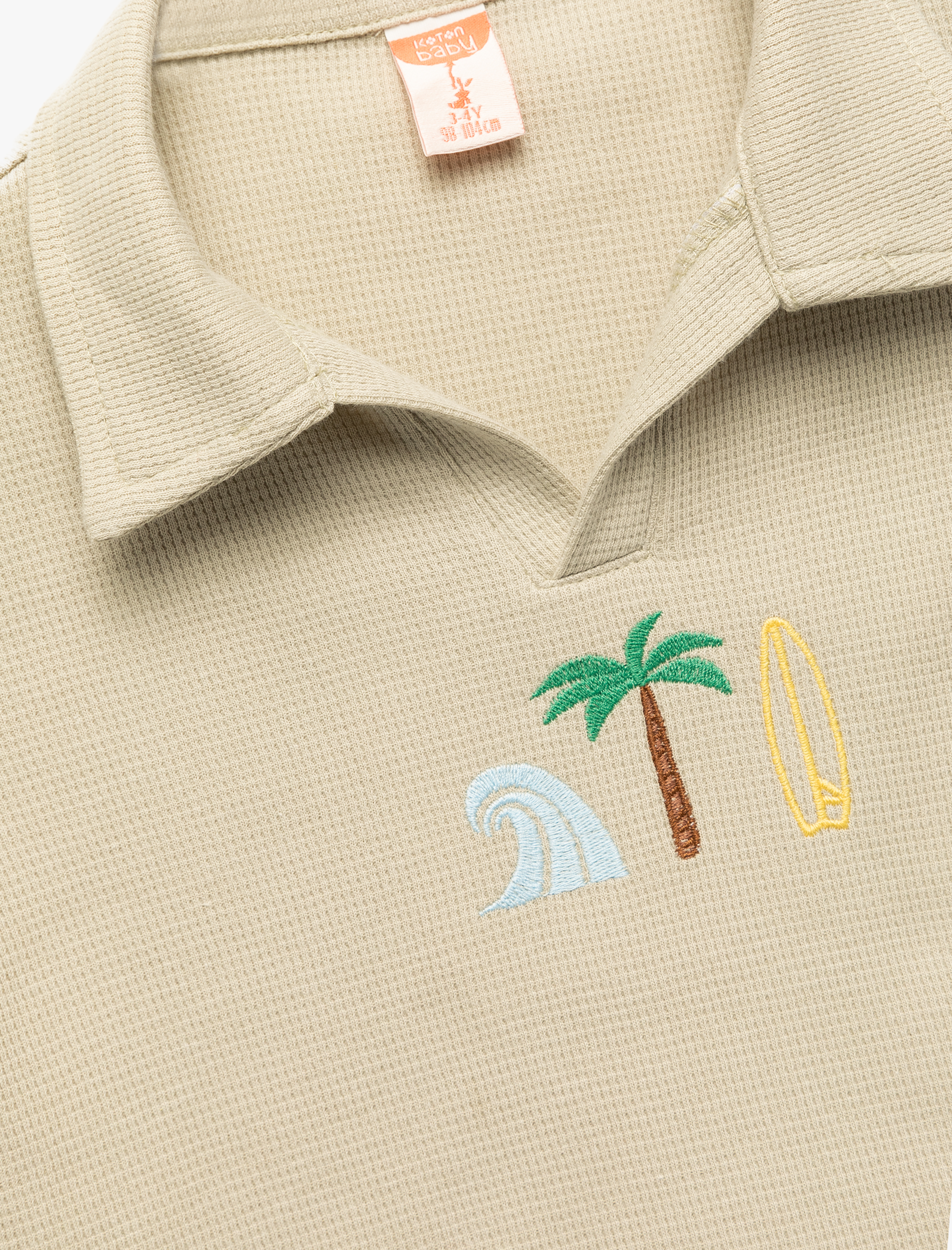 Erkek Bebek Nakış Detaylı Kısa Kollu Polo Yaka Pamuklu Tişört
