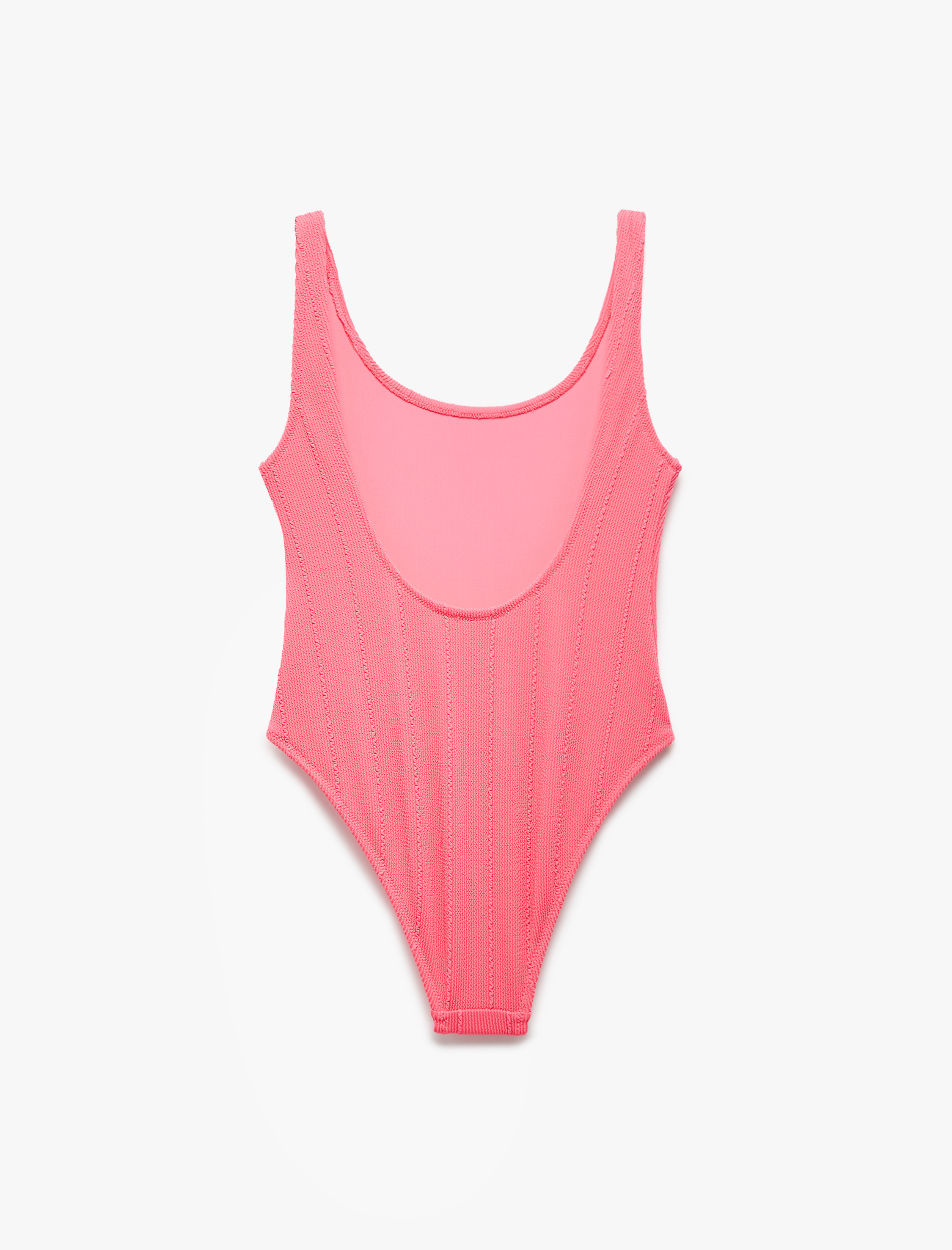   Kare Yaka Kalın Askılı Dokulu Yüzücü Mayo