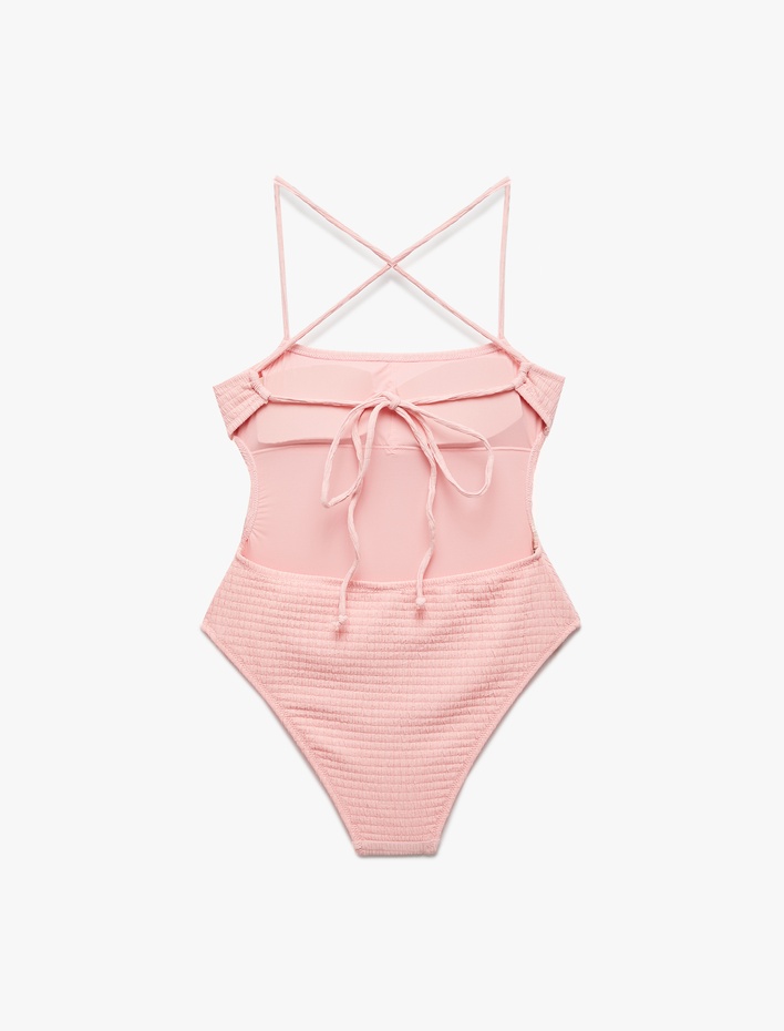  Çapraz İnce Askılı Dokulu Mayo