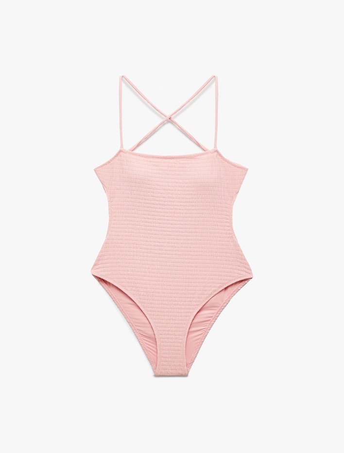  Çapraz İnce Askılı Dokulu Mayo