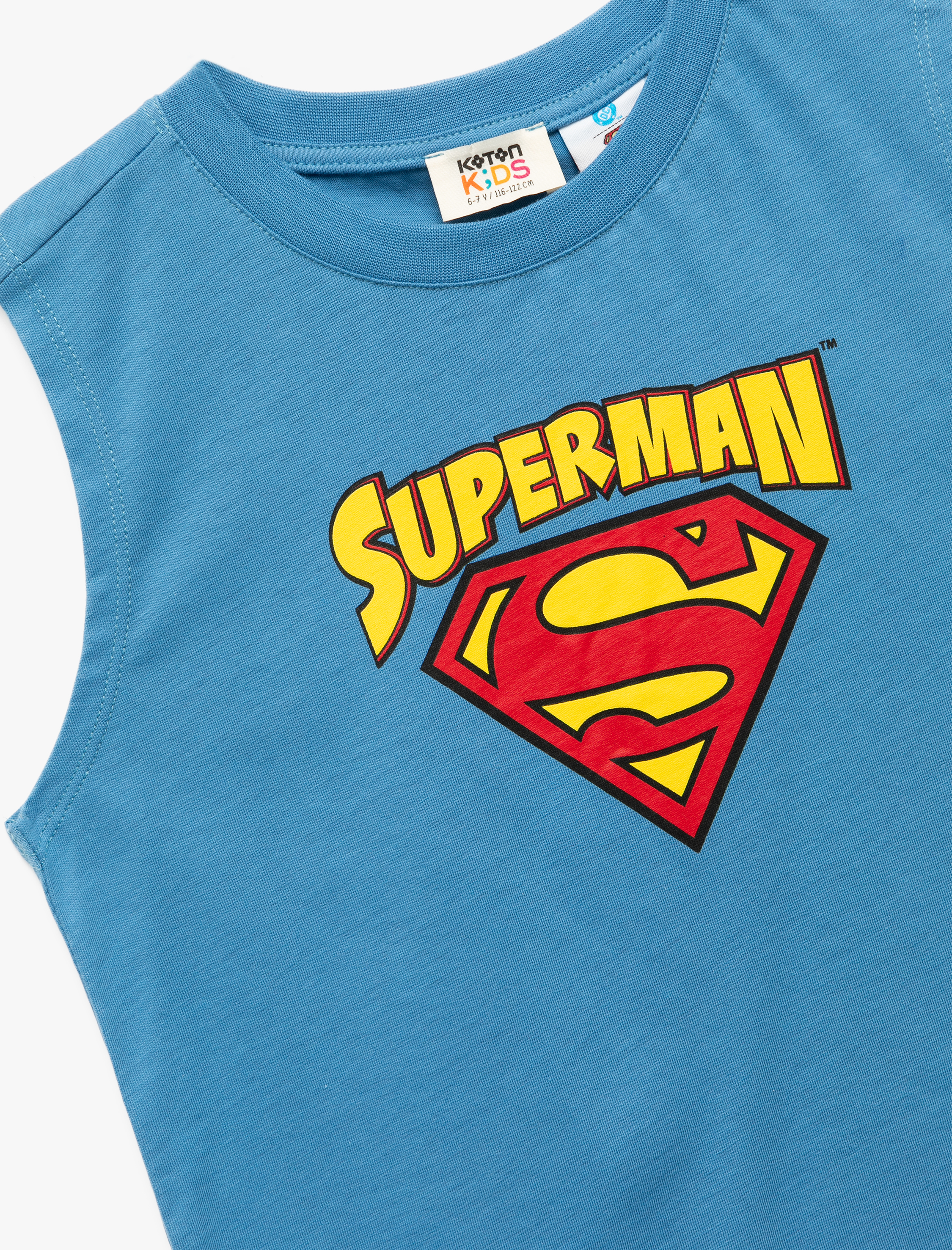  Erkek Çocuk Pamuklu Bisiklet Yaka Superman Baskılı Lisanslı Atlet