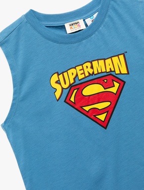 Pamuklu Bisiklet Yaka Superman Baskılı Lisanslı Atlet_2