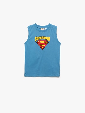 Pamuklu Bisiklet Yaka Superman Baskılı Lisanslı Atlet