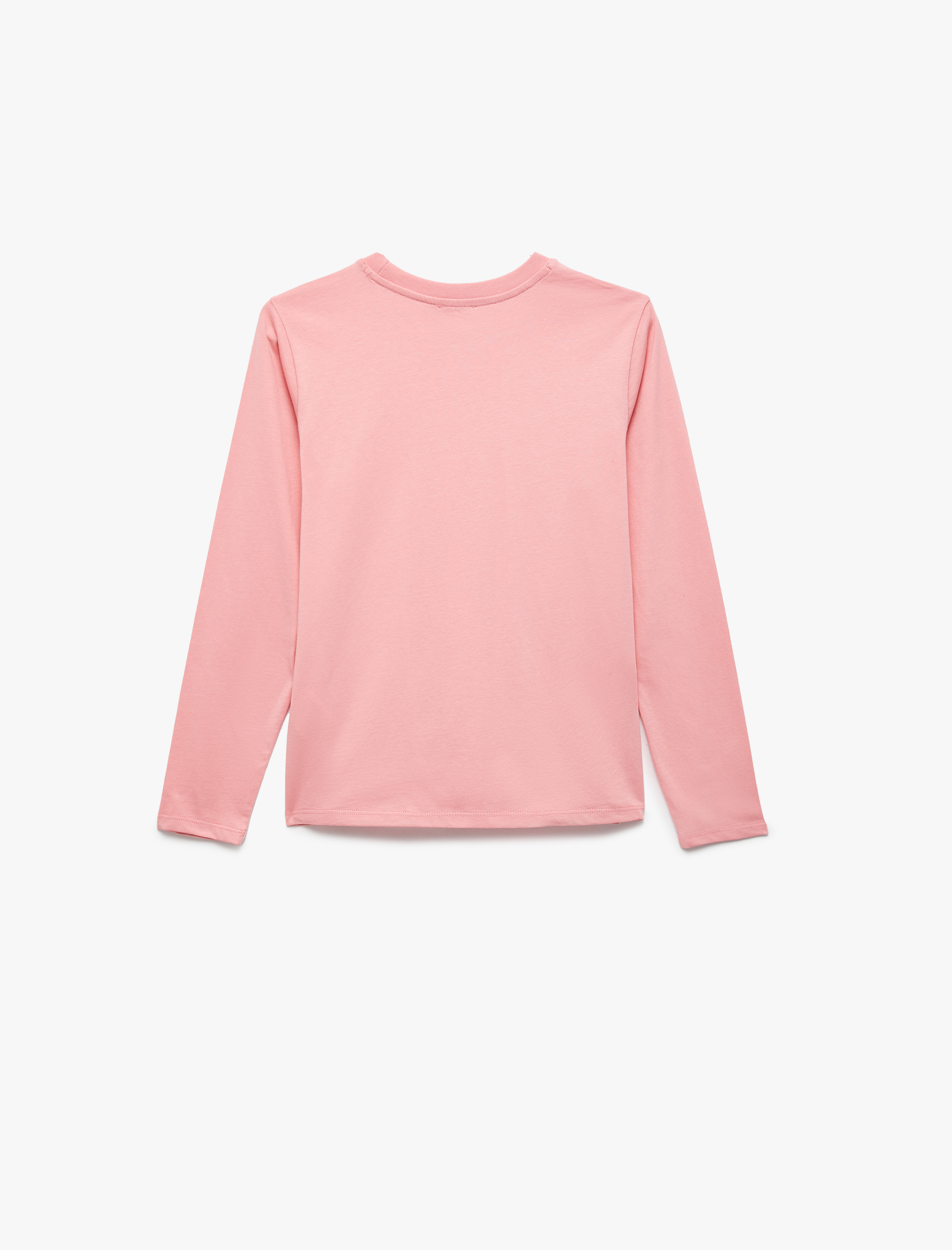  Kız Çocuk Pamuklu Uzun Kollu Bisiklet Yaka Baskılı Tişört