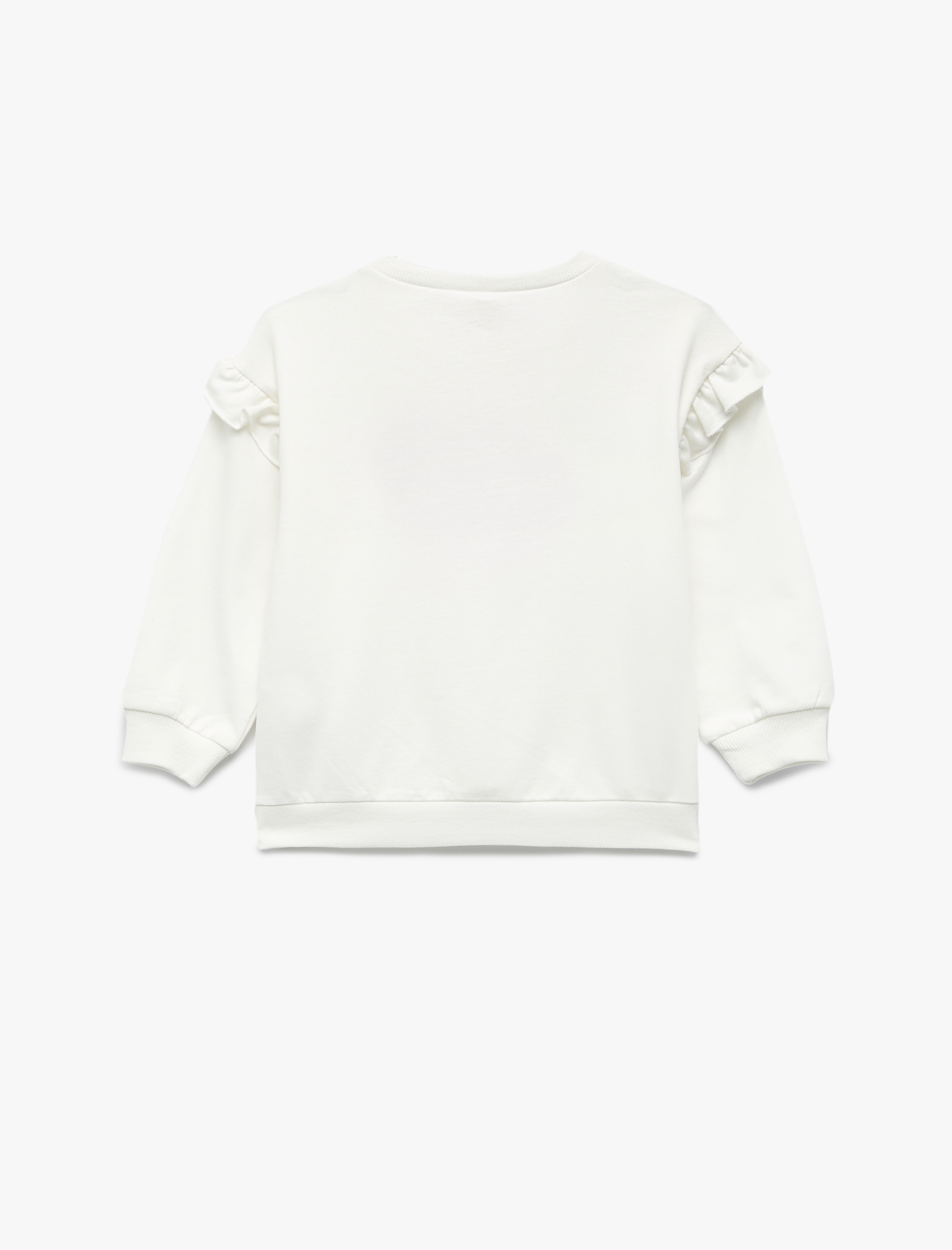  Kız Bebek Uzun Kollu Bisiklet Yaka Pamuklu Kalp Aplikeli Şardonlu Sweatshirt