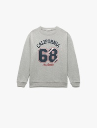 Uzun Kollu Bisiklet Yaka Baskılı Sweatshirt