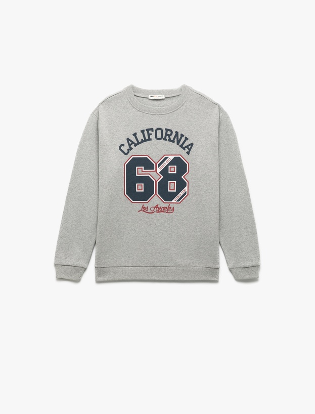Uzun Kollu Bisiklet Yaka Baskılı Sweatshirt_0