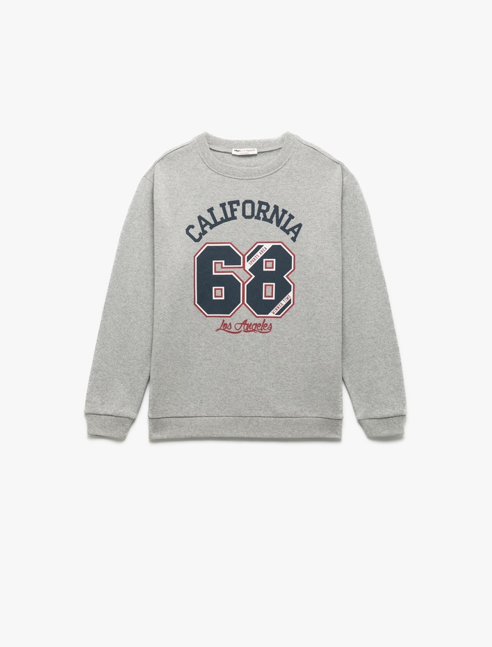 Erkek Çocuk Uzun Kollu Bisiklet Yaka Baskılı Sweatshirt