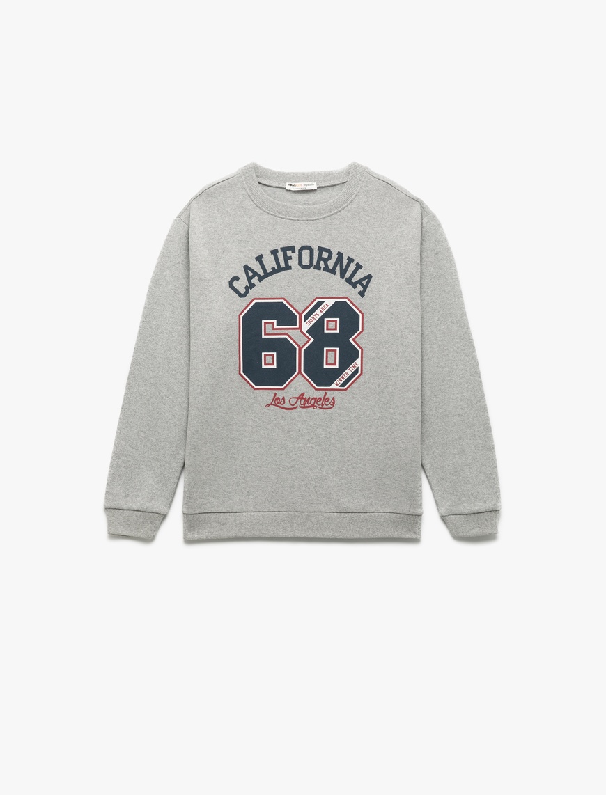  Erkek Çocuk Uzun Kollu Bisiklet Yaka Baskılı Sweatshirt