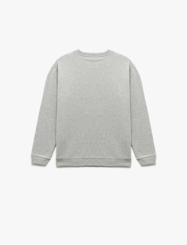 Uzun Kollu Bisiklet Yaka Baskılı Sweatshirt_1