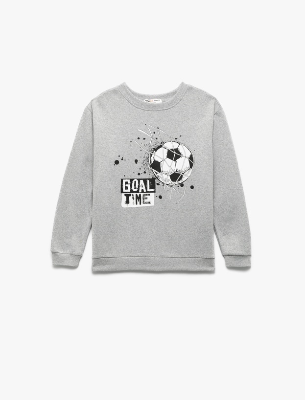 Uzun Kollu Bisiklet Yaka Baskılı Sweatshirt_0