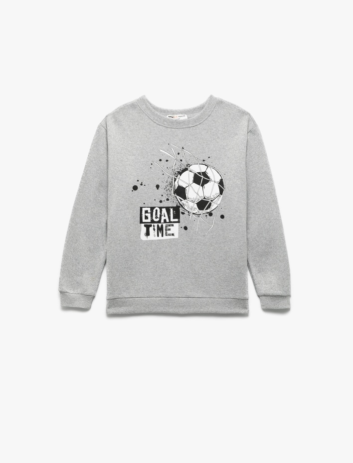 Erkek Çocuk Uzun Kollu Bisiklet Yaka Baskılı Sweatshirt