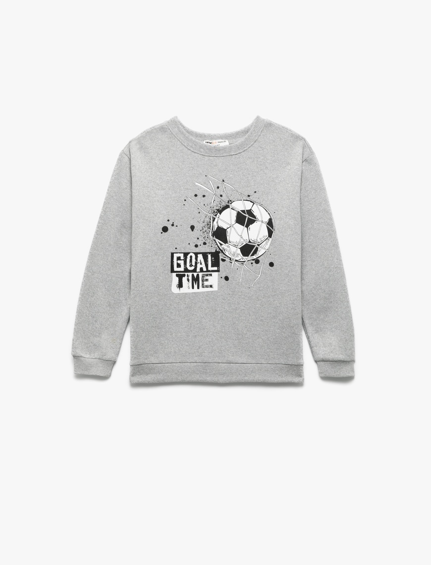  Erkek Çocuk Uzun Kollu Bisiklet Yaka Baskılı Sweatshirt