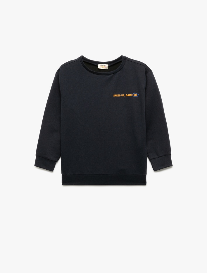 Erkek Çocuk Uzun Kollu Bisiklet Yaka Baskılı Sweatshirt