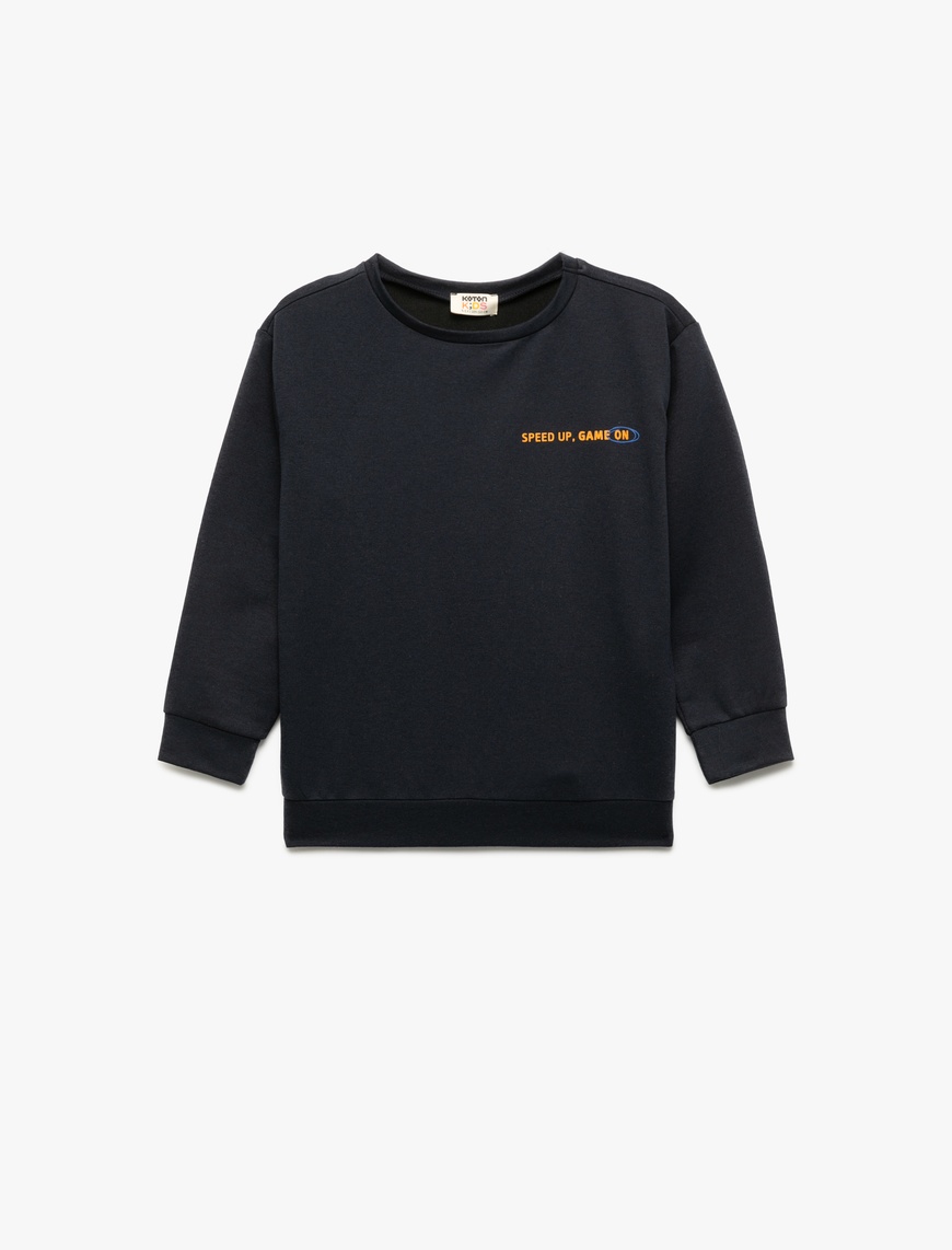  Erkek Çocuk Uzun Kollu Bisiklet Yaka Baskılı Sweatshirt