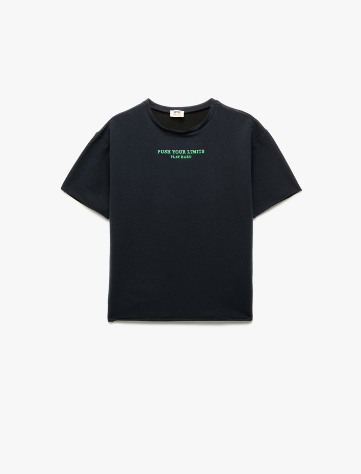 Erkek Çocuk Bisiklet Yaka Baskılı Kısa Kollu Sweatshirt