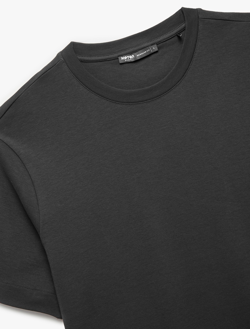   Regular Fit Bisiklet Yaka Pamuklu Kısa Kollu Basic Tişört